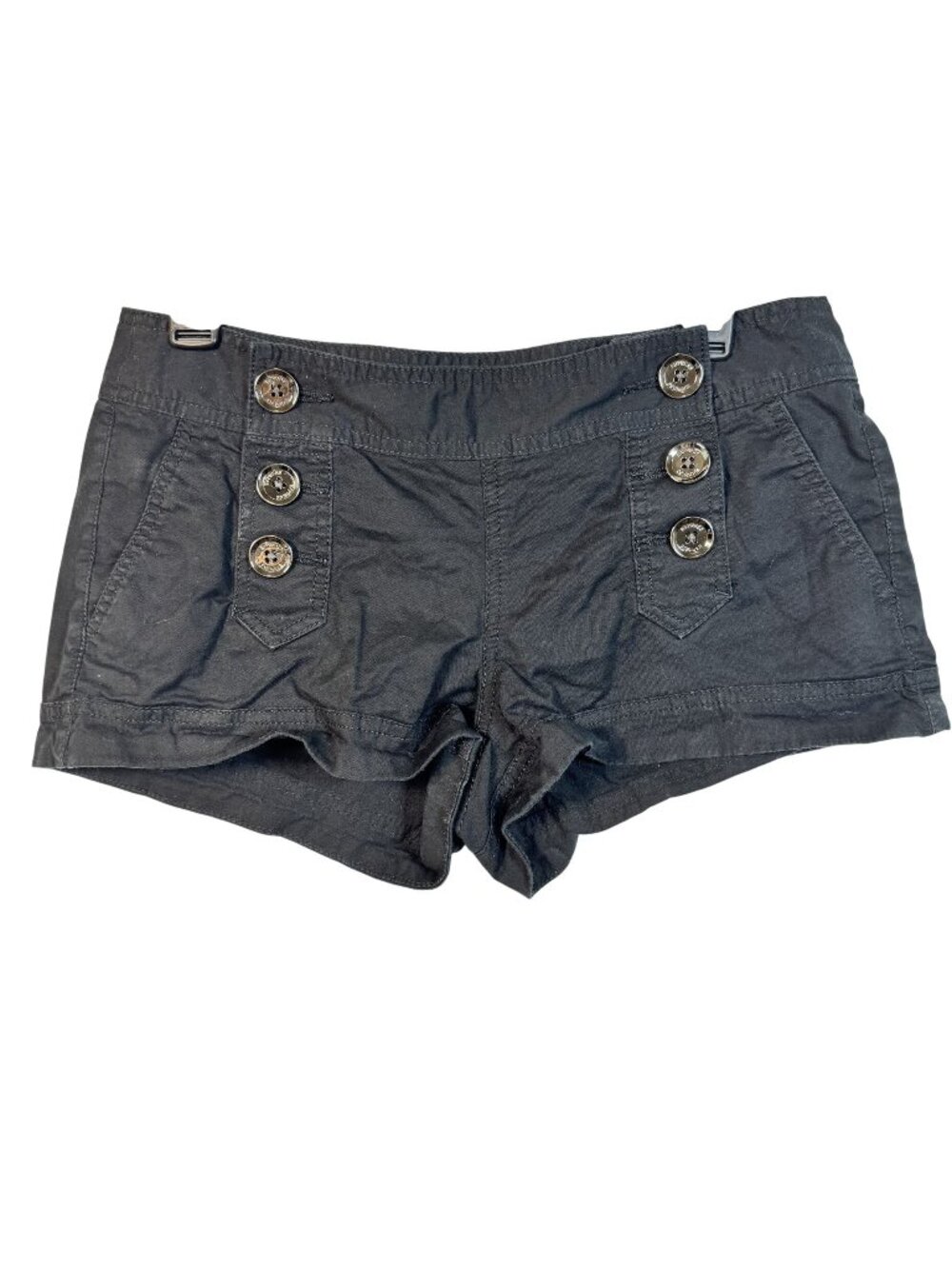 Express Womens Black Sailor Buttoned High-Waisted Shorts Size 4 w/Pockets